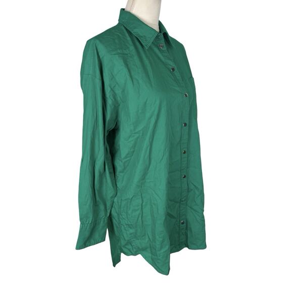 Anthropologie Maeve The Bennet Button Down Shirt Green Magnetic Buttons Sz Small - Picture 5 of 11
